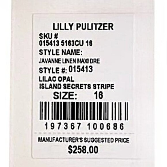 Lilly Pulitzer Javanne Linen Maxi Dress in Lilac Opal Stripe NWT - Size 16 - Picture 7 of 8